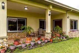 Terrace sitting area from yard